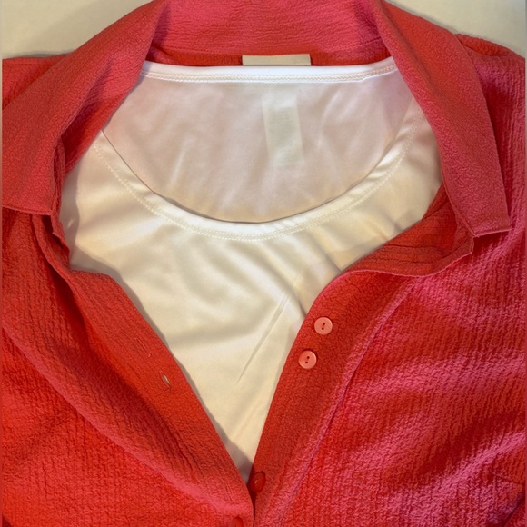 Alfred Dunner coral 3/4 sleeve blouse with white tank top size 2X - Picture 2 of 5